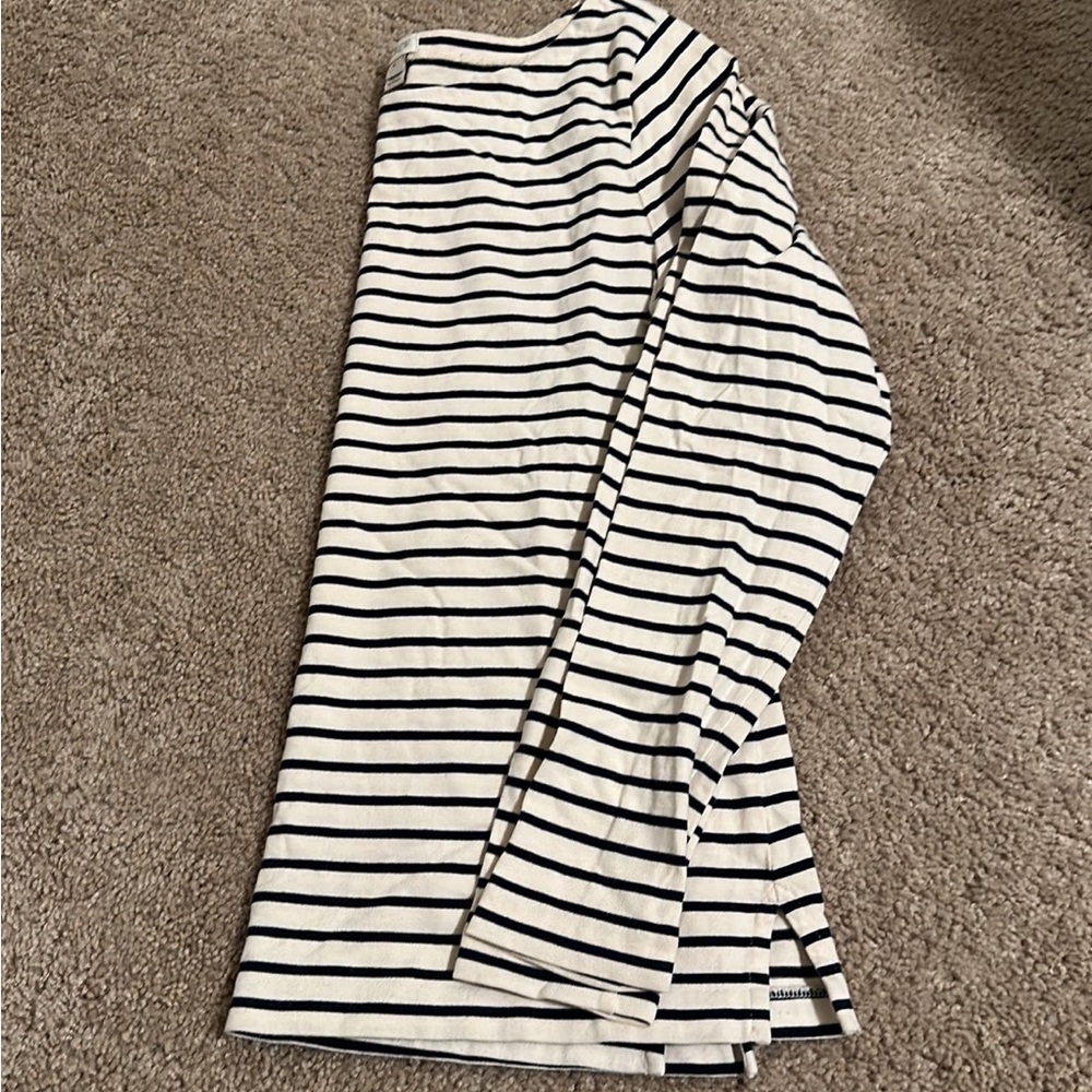 Navy and Cream Long Sleeve Top